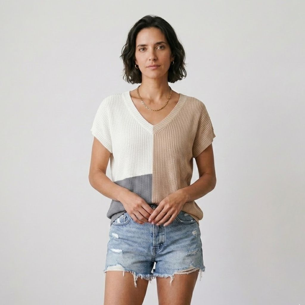 Camisola Fluída com Decote em V e Corte Leve para Dias de Verão