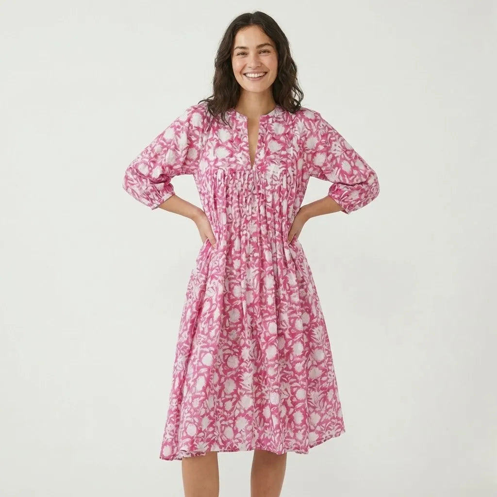Vestido Midi Fluido | Estampado Floral | Mistura de Viscose