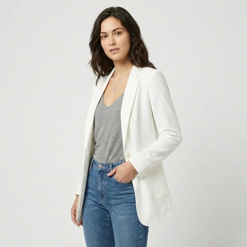 Blazer alongado estruturado em mistura de lã | Corte cintado | Elegância urbana versátil