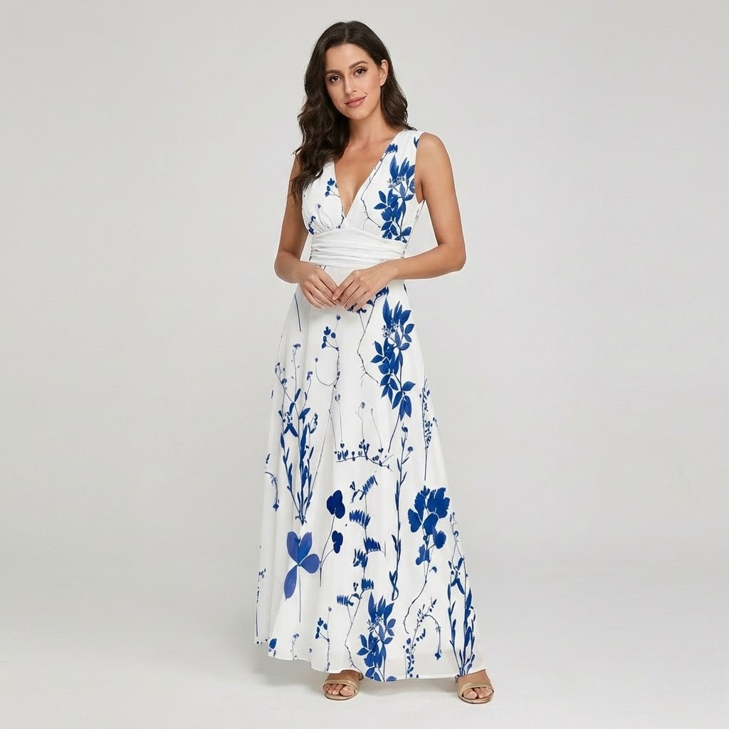 Vestido fluido em algodão leve | Corte acinturado | Elegância feminina com movimento