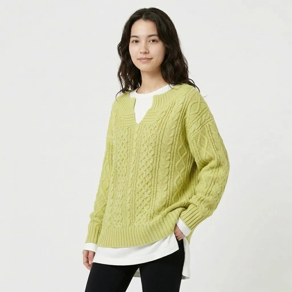 Conjunto oversized em malha entrançada | Corte amplo | Estilo casual contemporâneo