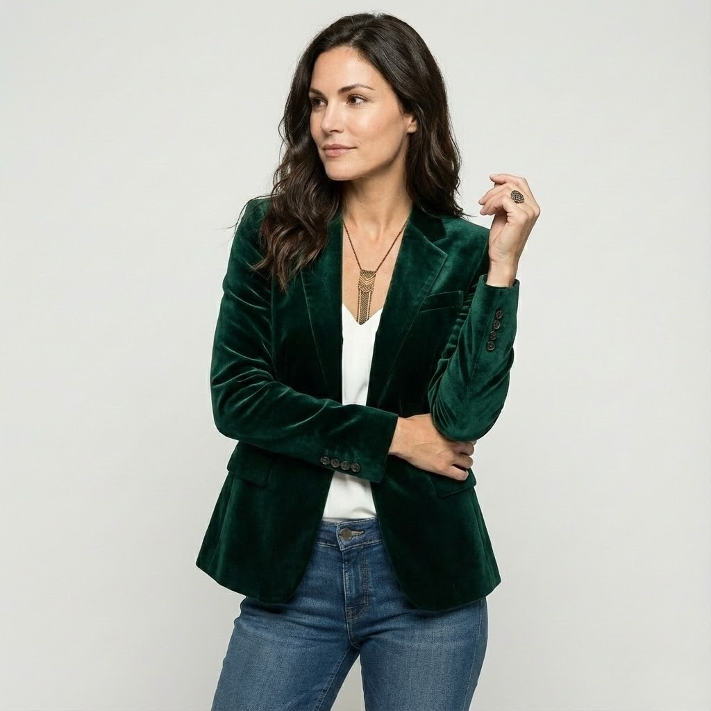 Blazer elegante em mistura de viscose | Corte estruturado | Estilo clássico contemporâneo