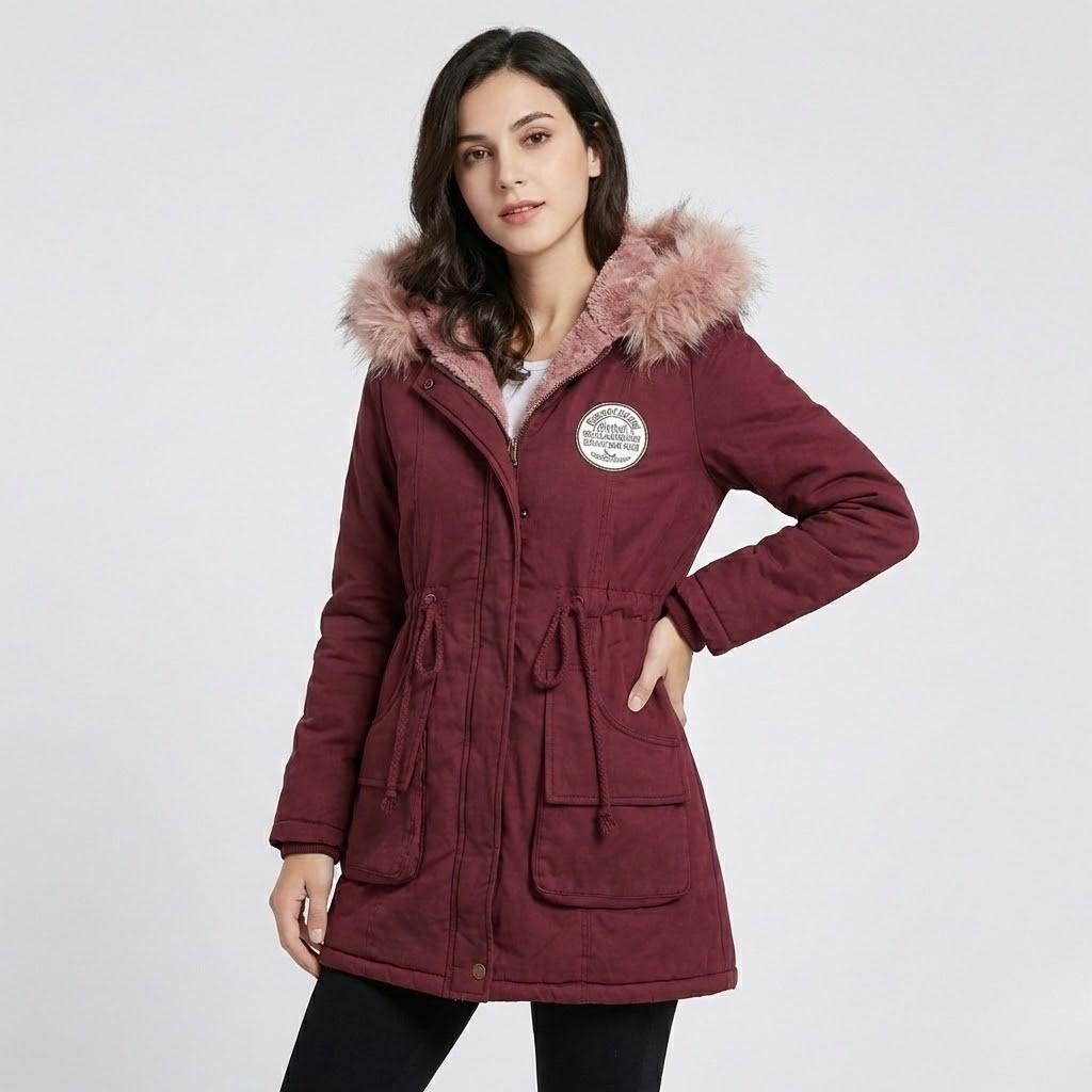 Parka feminina forrada com capuz | Corte ajustável | Conforto urbano de inverno