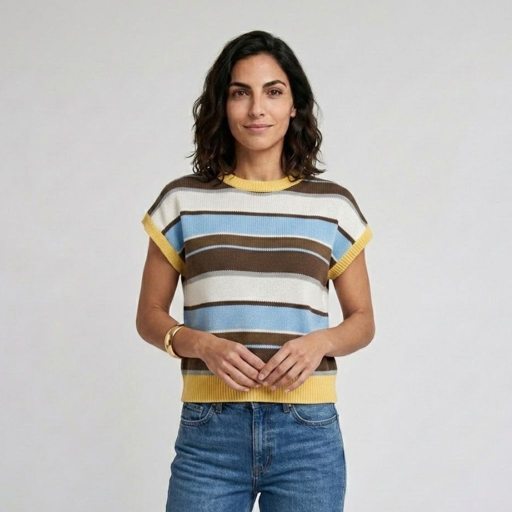 Camisola de Malha às Riscas com Corte Solto para Conforto Diário