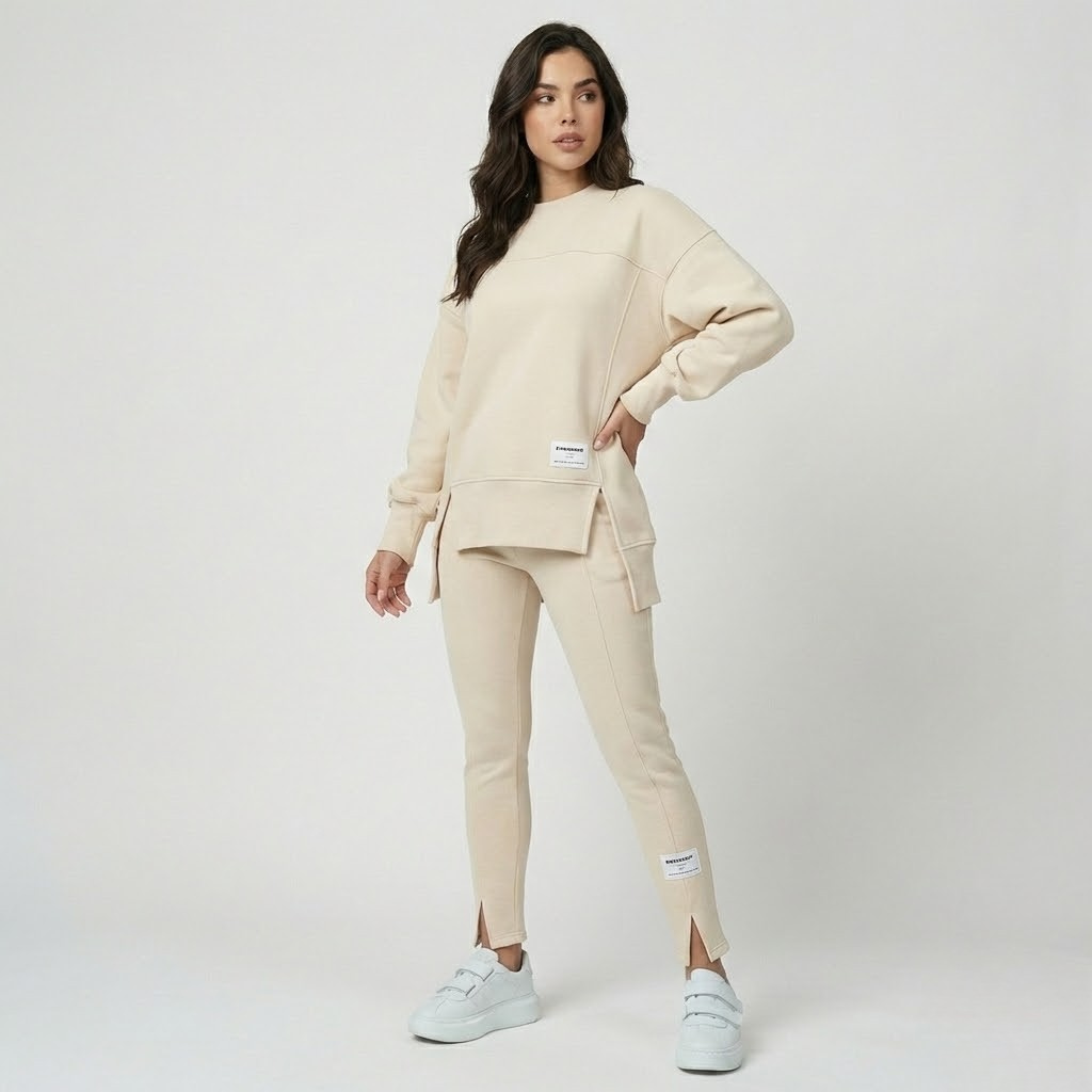 Conjunto casual em malha estruturada | Corte confortável | Estilo urbano