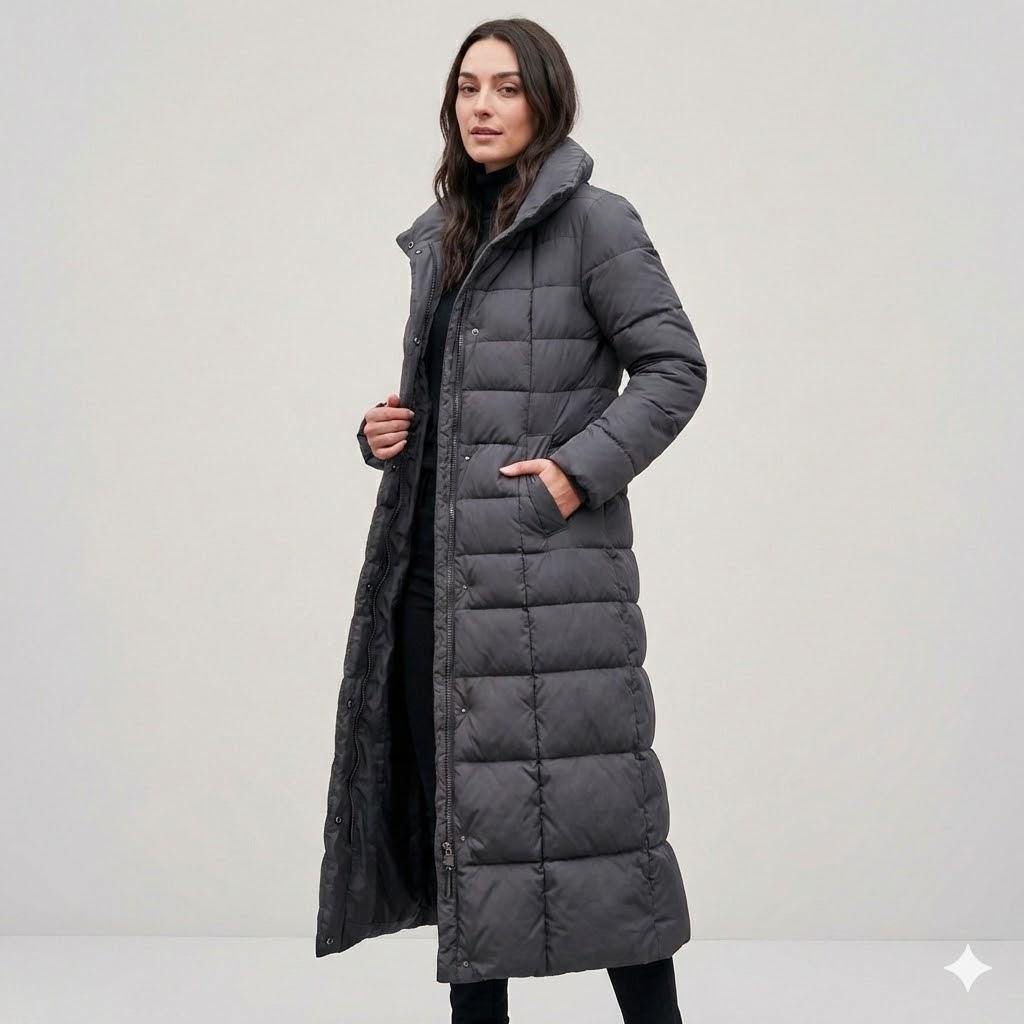 Casaco acolchoado longo com cinto | Corte cintado | Inverno elegante