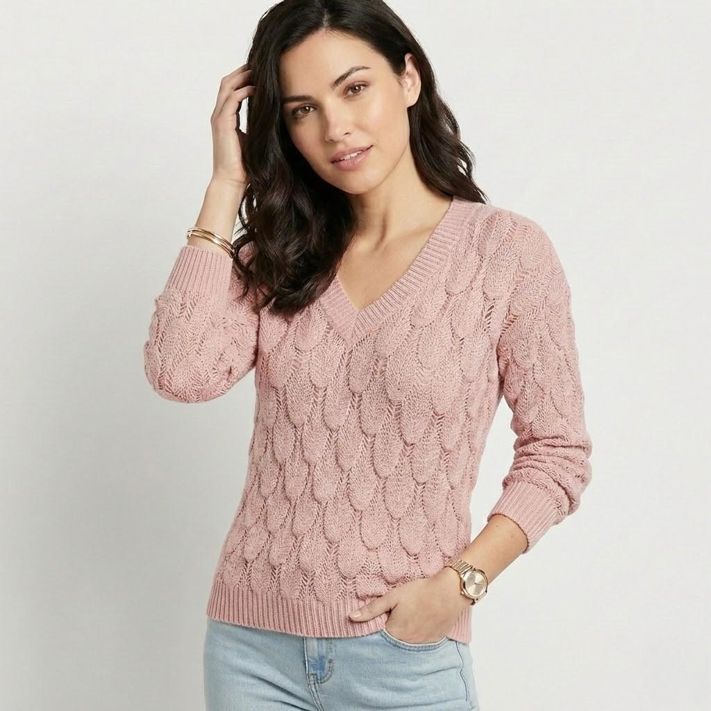 Camisola de malha trabalhada em algodão e lã | Corte solto | Elegância casual contemporânea