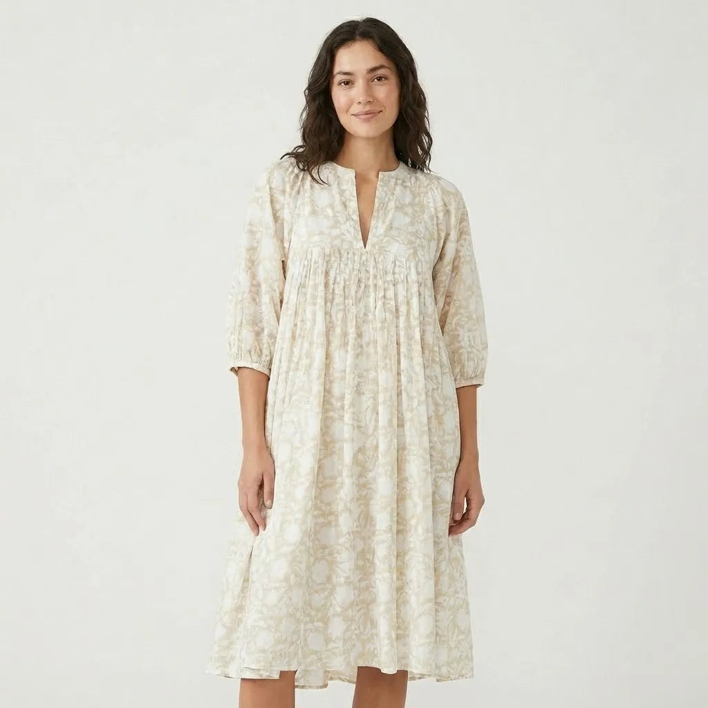 Vestido Midi Fluido | Estampado Floral | Mistura de Viscose