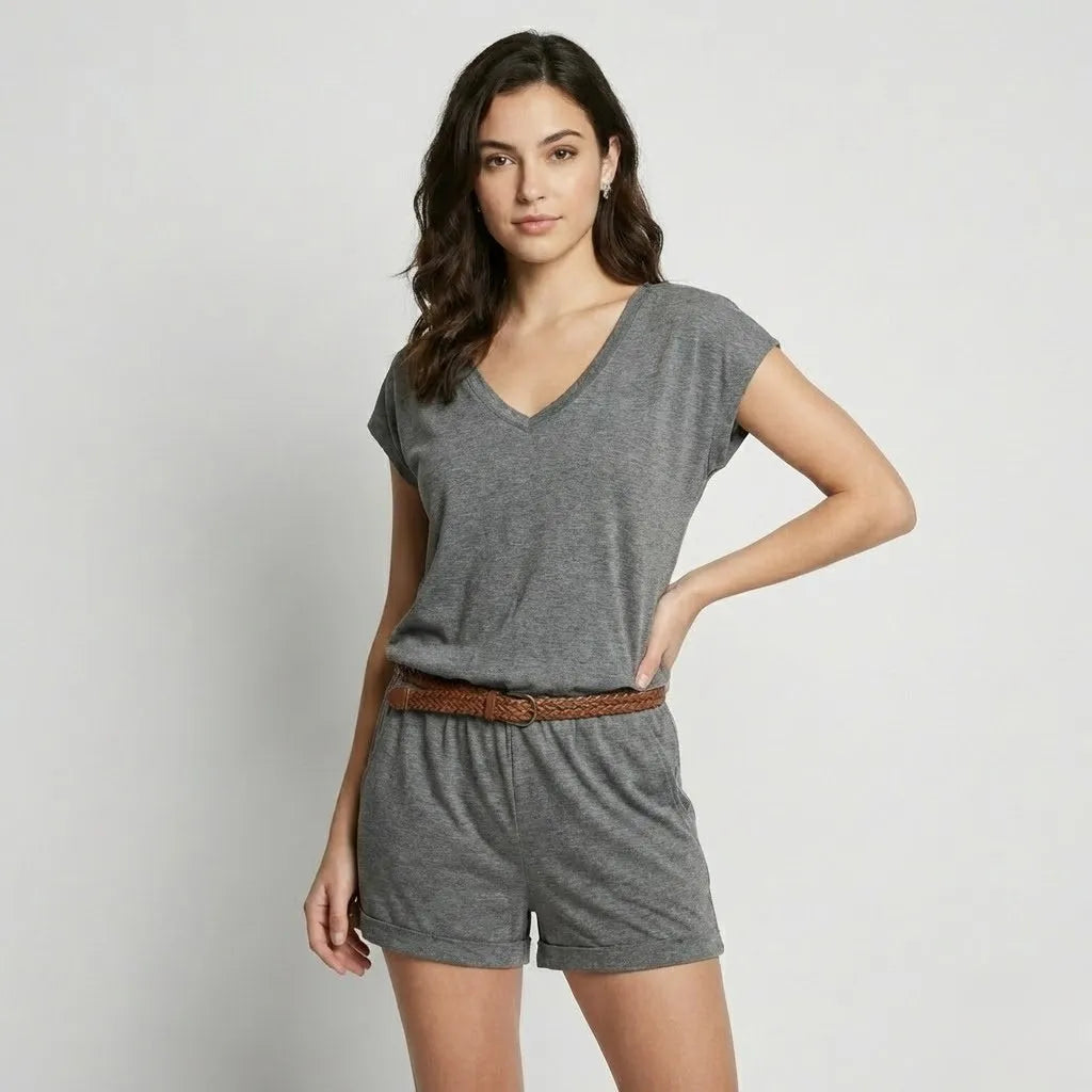 Romper casual em tecido fluido | Corte descontraído | Estilo leve de verão