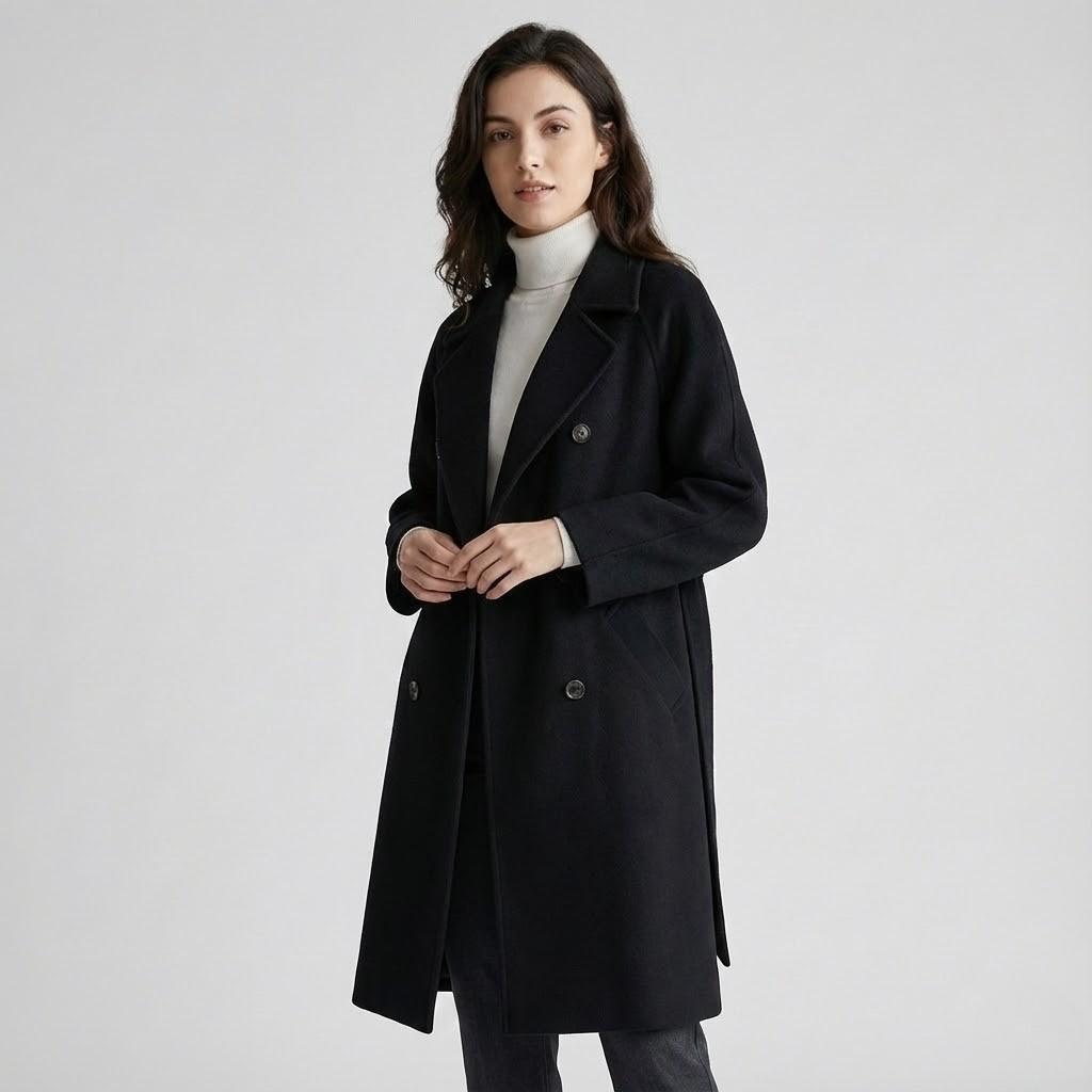 Casaco longo estruturado em mistura de lã | Corte amplo | Elegância urbana intemporal