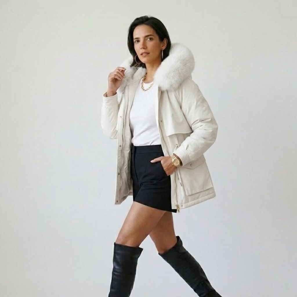 Parka Estruturada com Capuz Envolvente para Conforto Diário