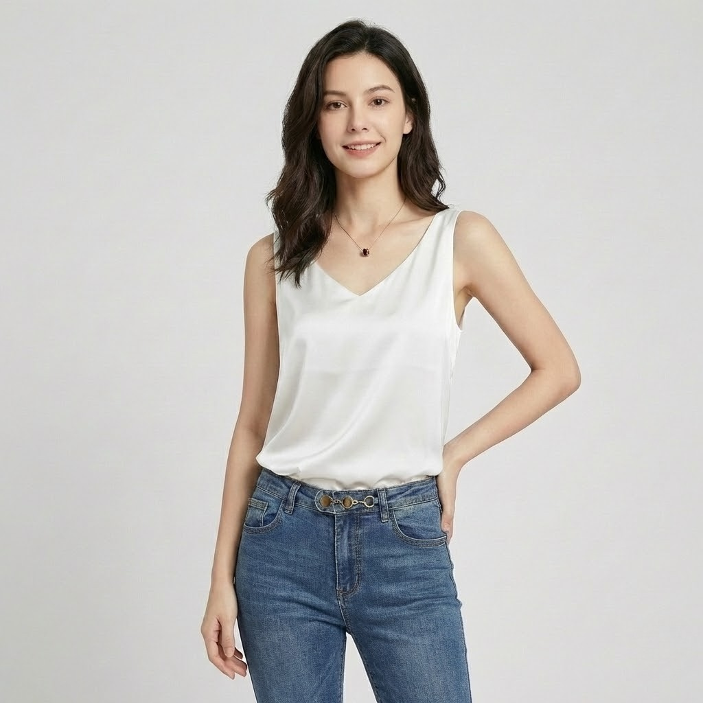 Camisola fluida com decote em V | Corte solto | Essencial elegante