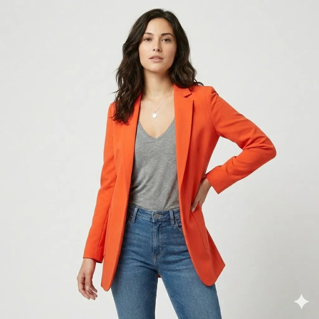 Blazer alongado estruturado em mistura de lã | Corte cintado | Elegância urbana versátil