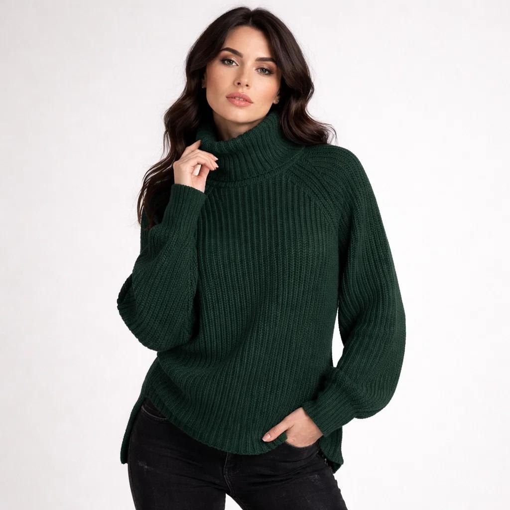 Camisola de malha com gola alta em mistura de lã | Corte confortável | Essencial de inverno elegante