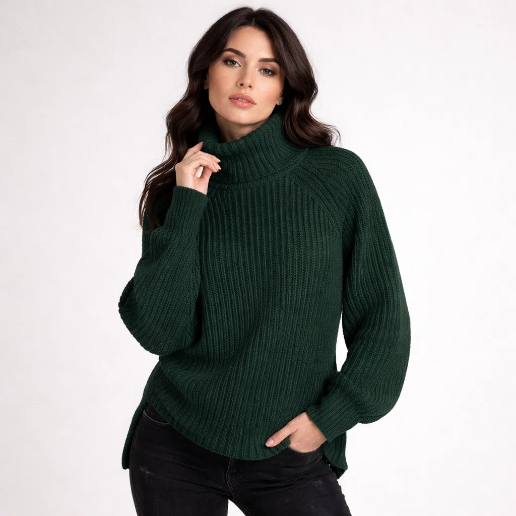 Camisola de malha com gola alta em mistura de lã | Corte confortável | Essencial de inverno elegante