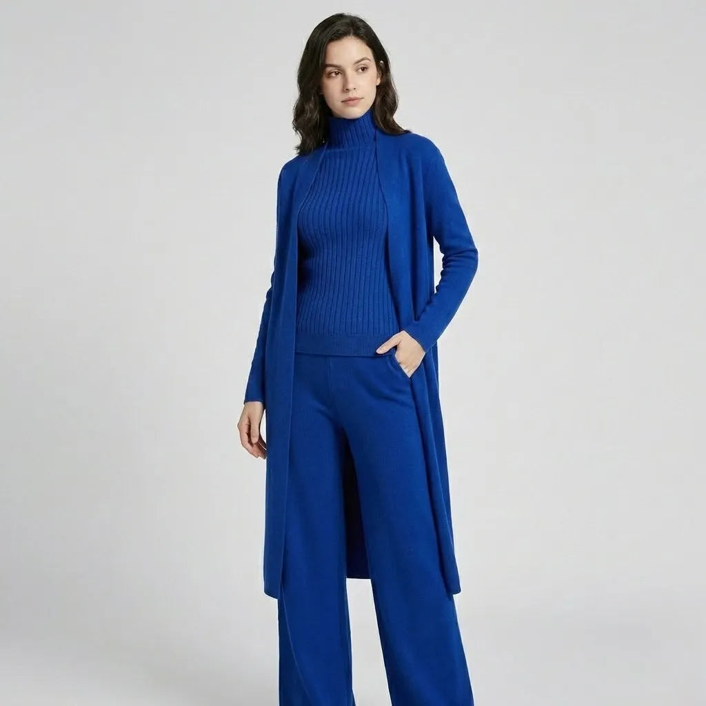 Conjunto de Malha com Cardigan Comprido para Conforto Elegante