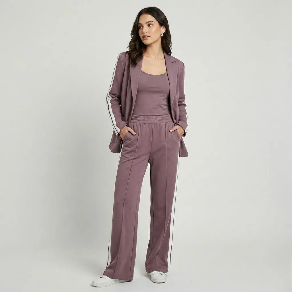 Conjunto alfaiataria em mistura elegante | Blazer e calças direitas | Estilo urbano sofisticado