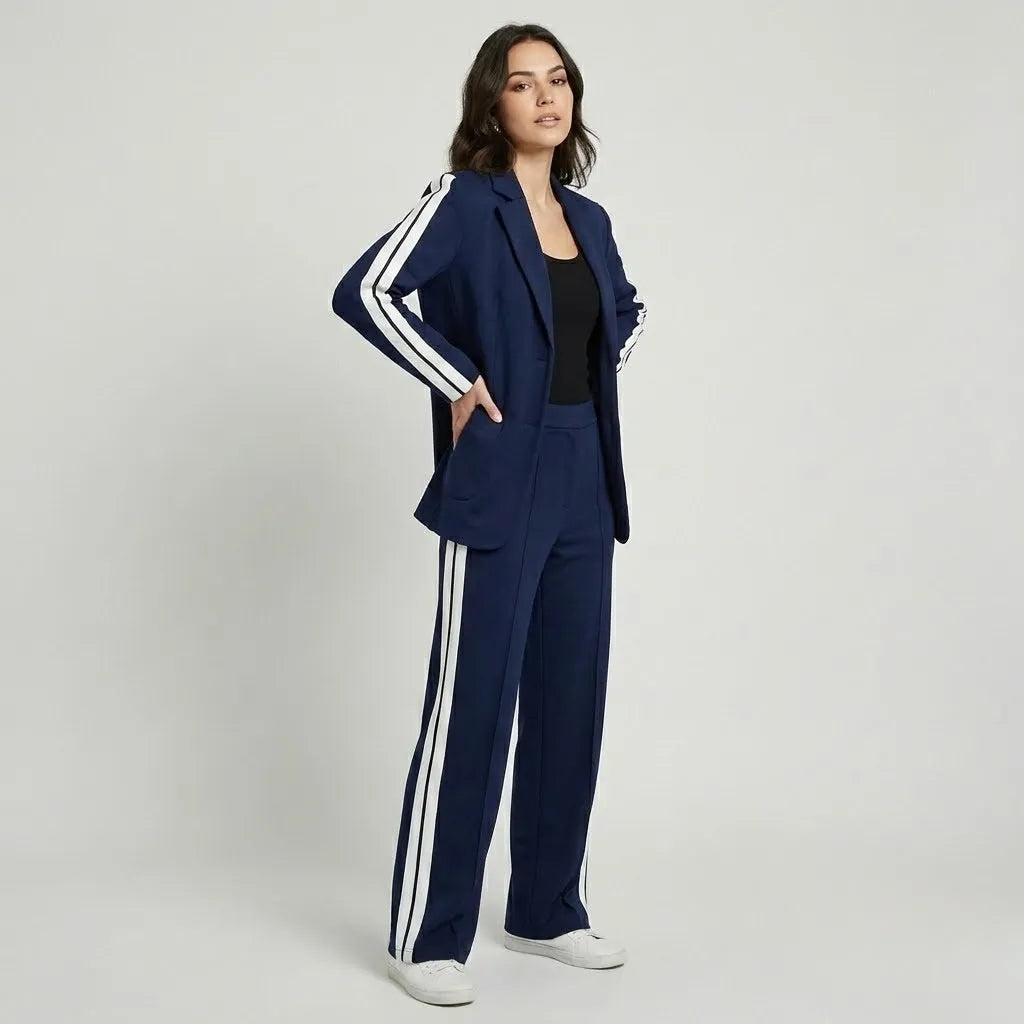 Conjunto alfaiataria em mistura elegante | Blazer e calças direitas | Estilo urbano sofisticado