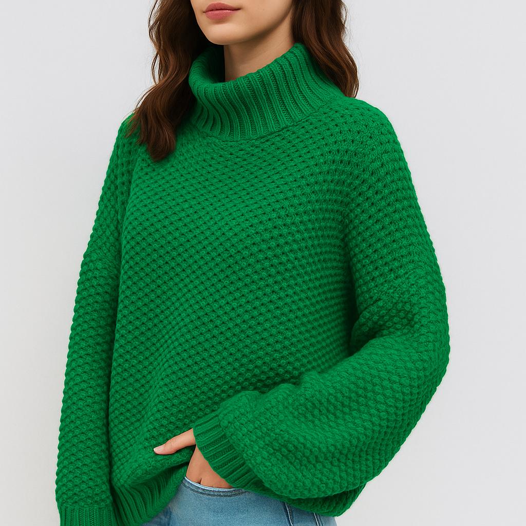 Camisola de Malha Estruturada com Gola Alta