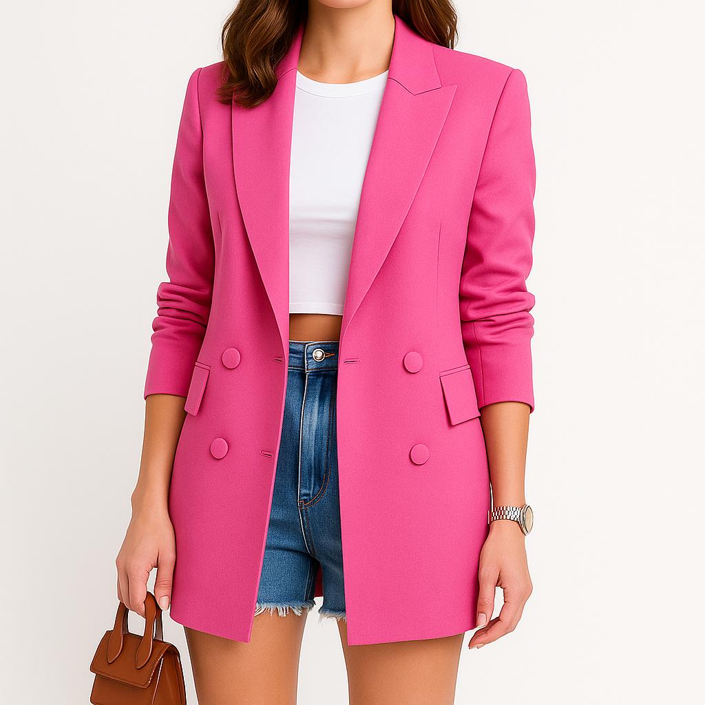 Blazer feminino estruturado de corte alongado