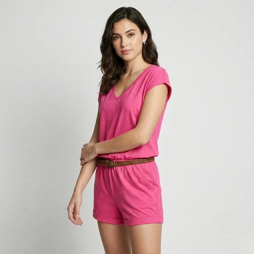 Romper casual em tecido fluido | Corte descontraído | Estilo leve de verão