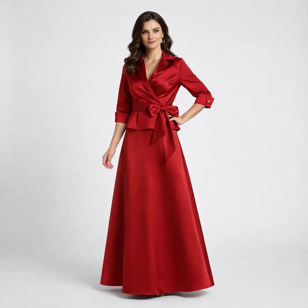 Vestido longo elegante de inspiração camiseira | Corte fluido | Cintura marcada com laço