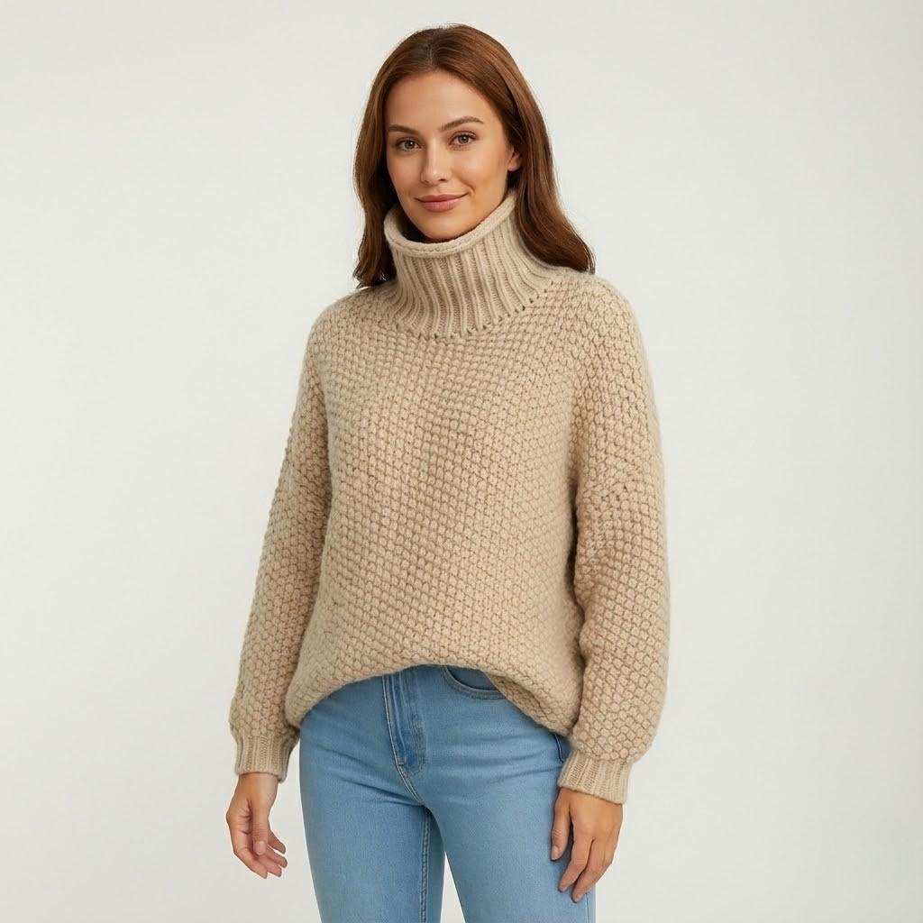 Camisola de Malha Estruturada com Gola Alta